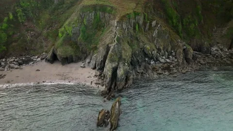 Devon coastal cliffs aerial drone view, England coastline Stock Footage 233995136