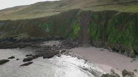 Devon coastal cliffs aerial drone view, England coastline Stock Footage 233996158