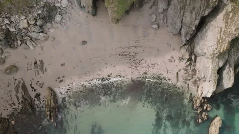 Devon coastal cliffs aerial drone view, England coastline Stock Footage 233996165