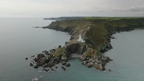 Devon coastal cliffs aerial drone view, England coastline Stock Footage 233996487