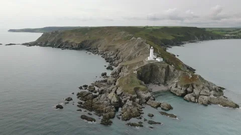 Devon coastal cliffs aerial drone view, England coastline Stock Footage 233996488