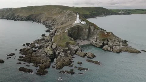 Devon coastal cliffs aerial drone view, England coastline Stock Footage 233996500