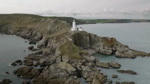 Devon coastal cliffs aerial drone view, England coastline Stock Footage 233996501