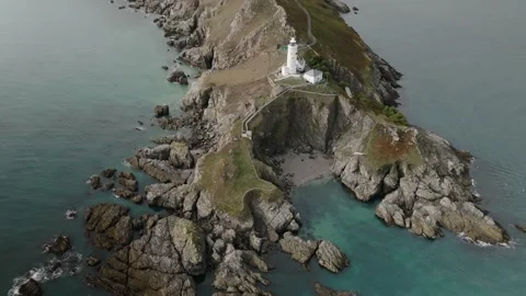 Devon coastal cliffs aerial drone view, England coastline Stock Footage 233996502