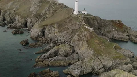 Devon coastal cliffs aerial drone view, England coastline Stock Footage 233996653