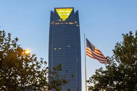 Devon Energy Center Devon Tower, modern glass skyscraper located in downtown Stock Photos