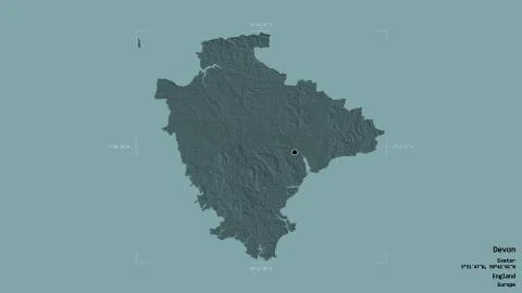 Devon - England. Bounding box. Administrative Stock Illustration