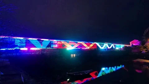 Devon, England: Christmas 'Train of Lights' locomotive (TIMELAPSE, NO AUDIO) Stock Footage 122098804