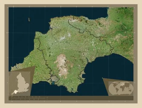 Devon, England - Great Britain. High resolution satellite map Stock Illustration