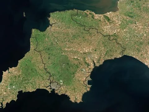 Devon, England - Great Britain. Low resolution satellite map Stock Illustration