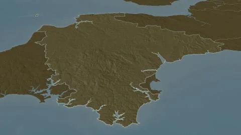 Devon, England - outlined. Administrative Illustrazione stock
