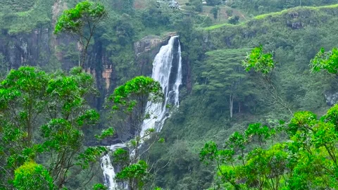 DEVON FALLS - Waterfall in Talawakele, Nuwara Eliya District, Sri Lanka Stock Footage 170154226