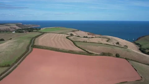 Devon Fields and Farmlands from a drone, Kingswear, Brixham, Devon, England 動画素材 211507458