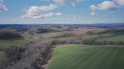 Devon Fields in Lights and Shadows, English Village, England, Europe Stock Footage 173820709