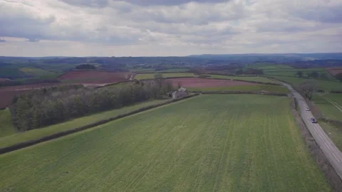 Devon Fields in Lights and Shadows, English Village, England, Europe Stock Footage 174710971