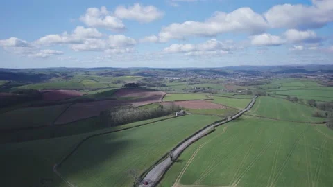 Devon Fields in Lights and Shadows, English Village, England, Europe Stock Footage 175773673
