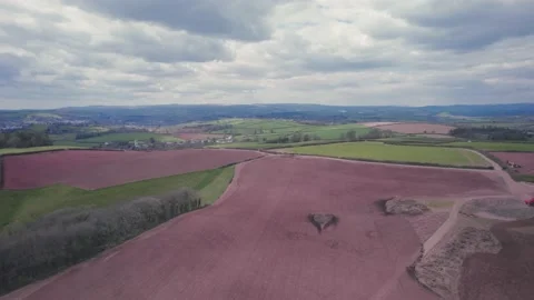 Devon Fields in Lights and Shadows, English Village, England, Europe Stock Footage 177584979