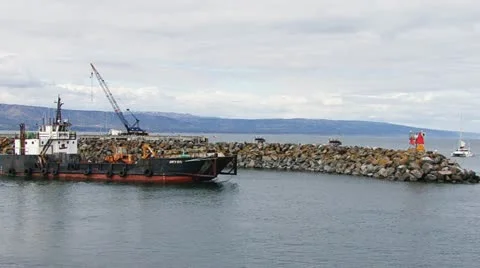 Devon Heavy Industrial Landing Craft Leaving Harbor 2 Stock Footage 11083642