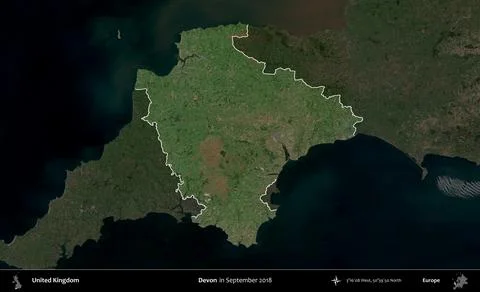Devon highlighted, United Kingdom. Sentinel. September 2018 스톡 일러스트
