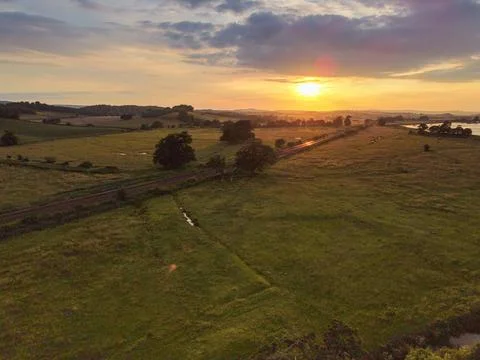 Devon Hills by the River Exe at sunset Stock-Fotos