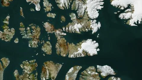 Devon Island in the Baffin Bay on a satellite image taken in December 31, 200 스톡 일러스트