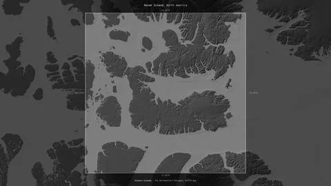 Devon Island, Canada, highlighted and labelled. Bilevel Illustrazione stock
