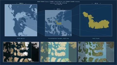 Devon Island. Canada. Location diagram. Yellow Stock Illustration