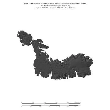 Devon Island. Canada. Shape on white. Bilevel 스톡 일러스트