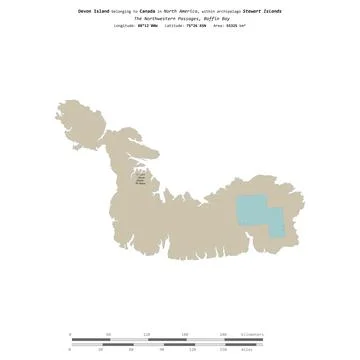 Devon Island. Canada. Shape on white. Topo standard Ilustración de archivo
