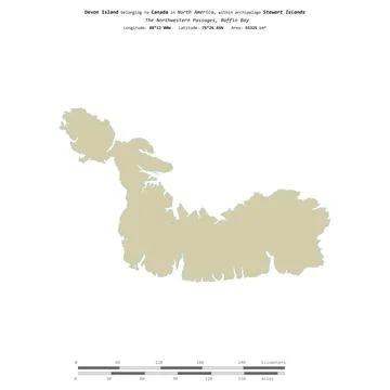 Devon Island. Canada. Shape on white. Topo Humanitarian Illustrazione stock