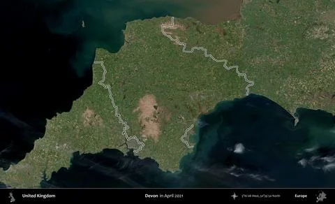 Devon outlined, United Kingdom. Sentinel. April 2021 스톡 일러스트