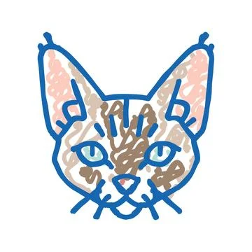 Devon rex cat cute pet icon doodle illustration 스톡 일러스트