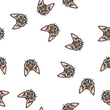 Devon rex cat cute pet vector seamless pattern Stock Illustration