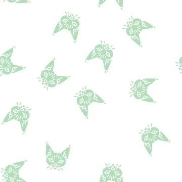 Devon rex cat cute pet glyph seamless pattern Stock Illustration
