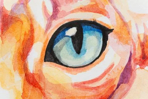 Devon Rex cat painted in watercolor on a white background in a realistic manner 스톡 일러스트