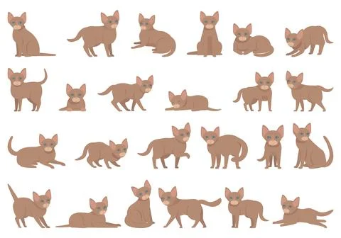 Devon Rex icons set cartoon vector. 스톡 일러스트
