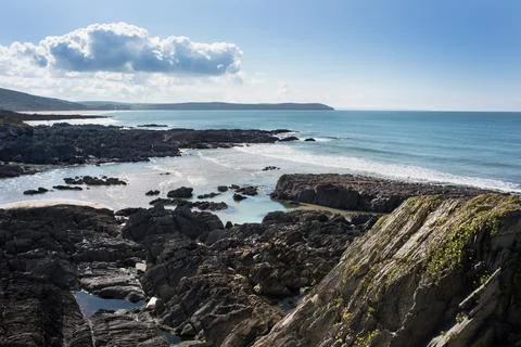 Devon rocky coastline Stock-Fotos