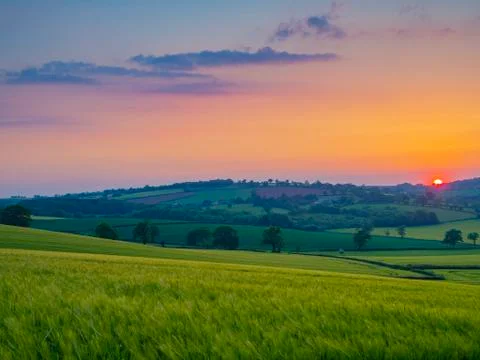 Devon sunset Stock Photos
