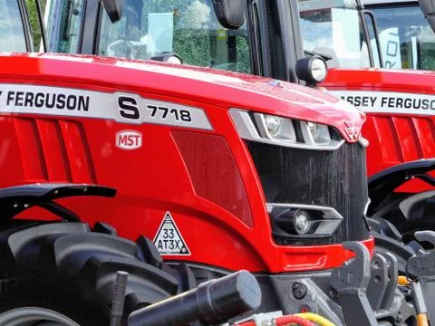 Devon, UK - July 30 2018: A Massey Derguson agricultural vehicle on display Stock Photos