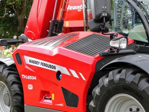 Devon, UK - July 30 2018: A Massey Derguson agricultural vehicle on display Stock Photos