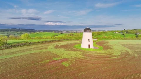 Devon Windmill over fields from a drone, Torquay, Devon, England 動画素材 240633248