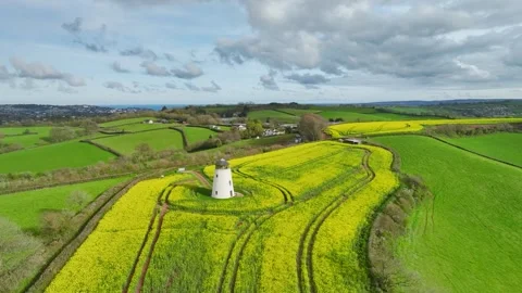Devon Windmill over Torquay from a drone, Devon, England Stockbeeldmateriaal 307175979