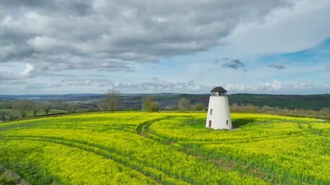Devon Windmill over Torquay from a drone, Devon, England Video stock 307176085