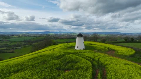 Devon Windmill over Torquay from a drone, Devon, England Stock Footage 307176148