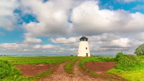 Devon Windmill in Time Lapse, Torquay, England, Europe Stock Footage 241193271