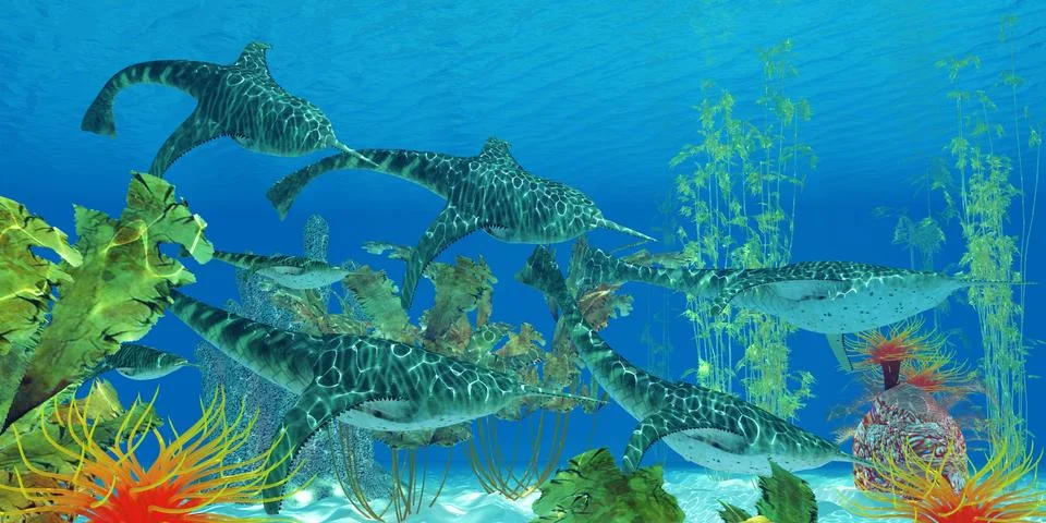 Devonian doryaspis fish Stock Illustration