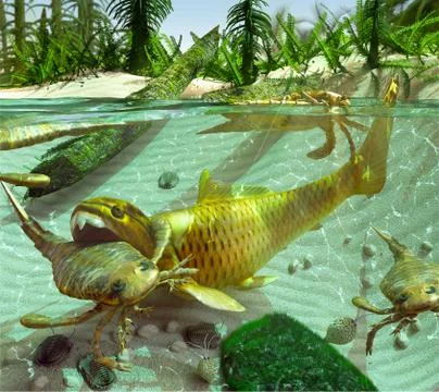 Devonian Lake Cycle Of Life Illustrazione stock