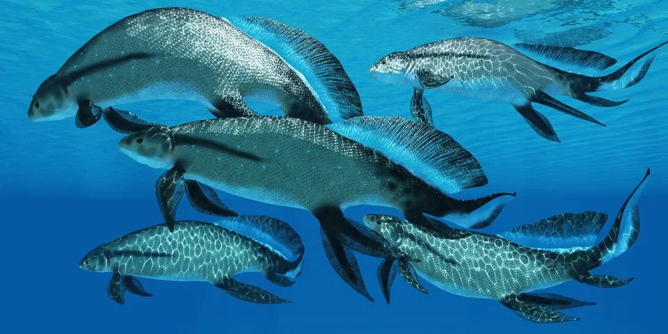 Devonian scaumenacia fish Illustrazione stock