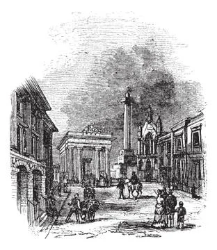 Devonport in Devon, England, United Kingdom, vintage engraving Stock Illustration