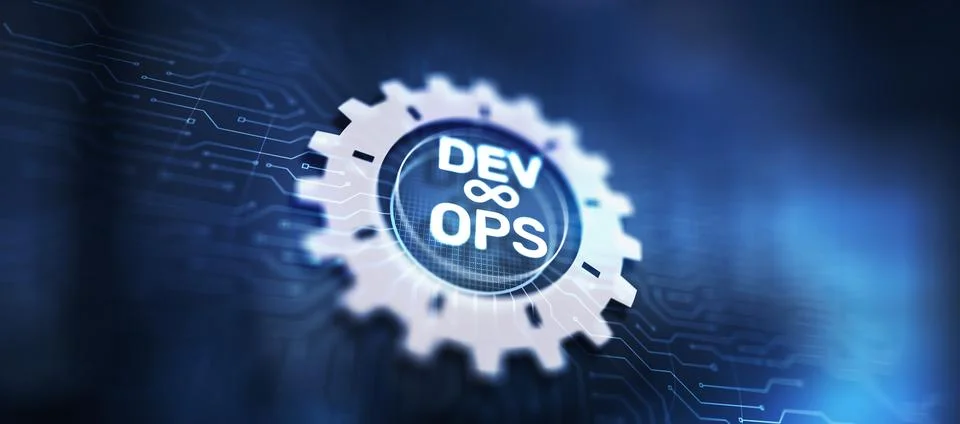 DevOps Agile development concept on virtual screen. Illustrazione stock